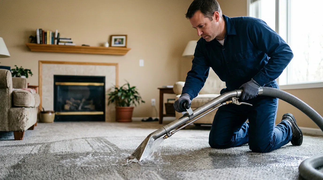 Water damage restoration technician working near Beachwood, OH